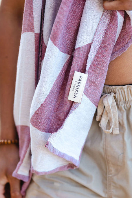 Recycled Cotton Turkish Towel - Brick and Chalk Check