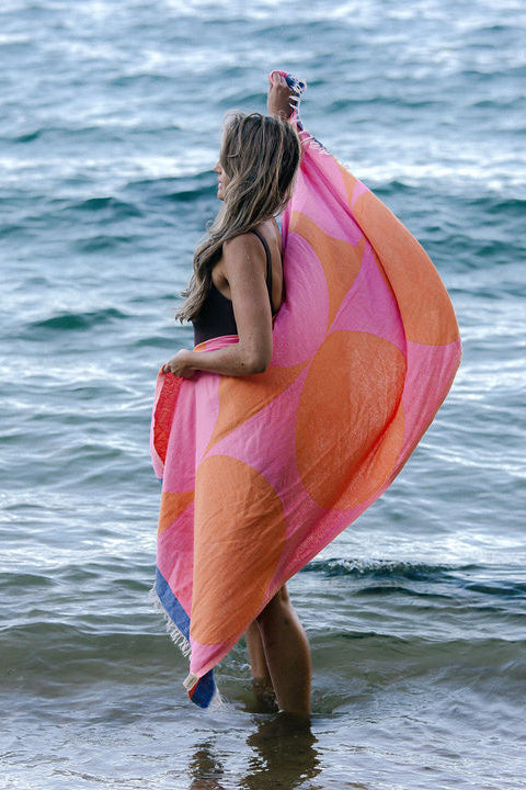 Lumen Turkish Towel - Orange & Pink Dots