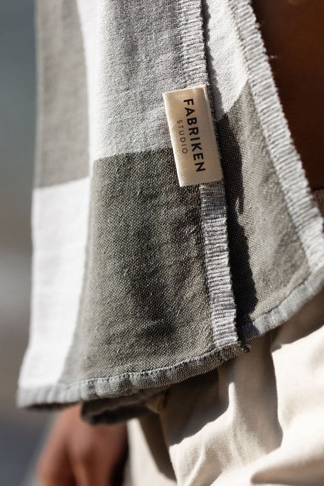 Recycled Cotton Turkish Towel - Moss Green and Chalk Check