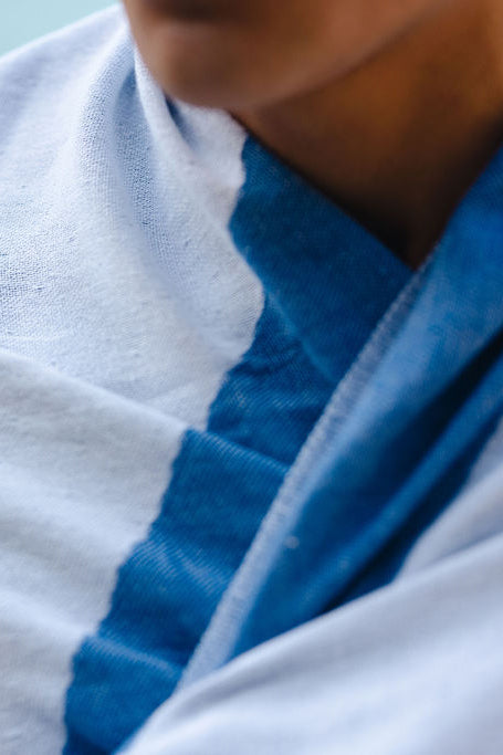 Recycled Cotton Turkish Towel - Bright Blue and Chalk