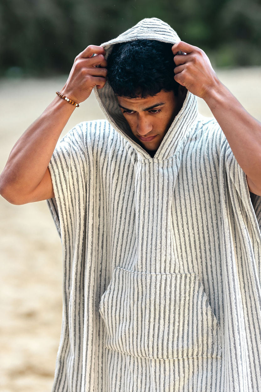 Heavy Weight Stripe Swim Poncho - Unisex