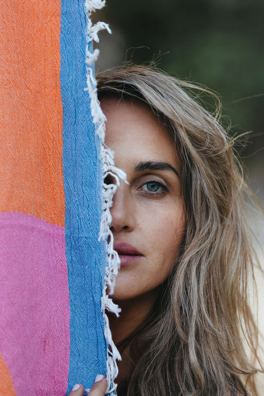 Lumen Turkish Towel - Orange & Pink Dots