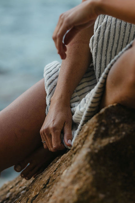 Heavy Weight Stripe Swim Poncho - Unisex