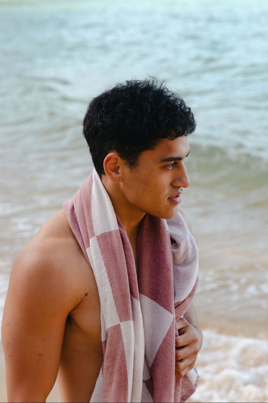 Recycled Cotton Turkish Towel - Brick and Chalk Check