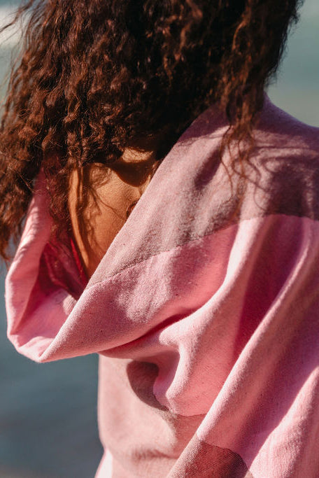 Recycled Cotton Turkish Towel - Neon Pink and Brick