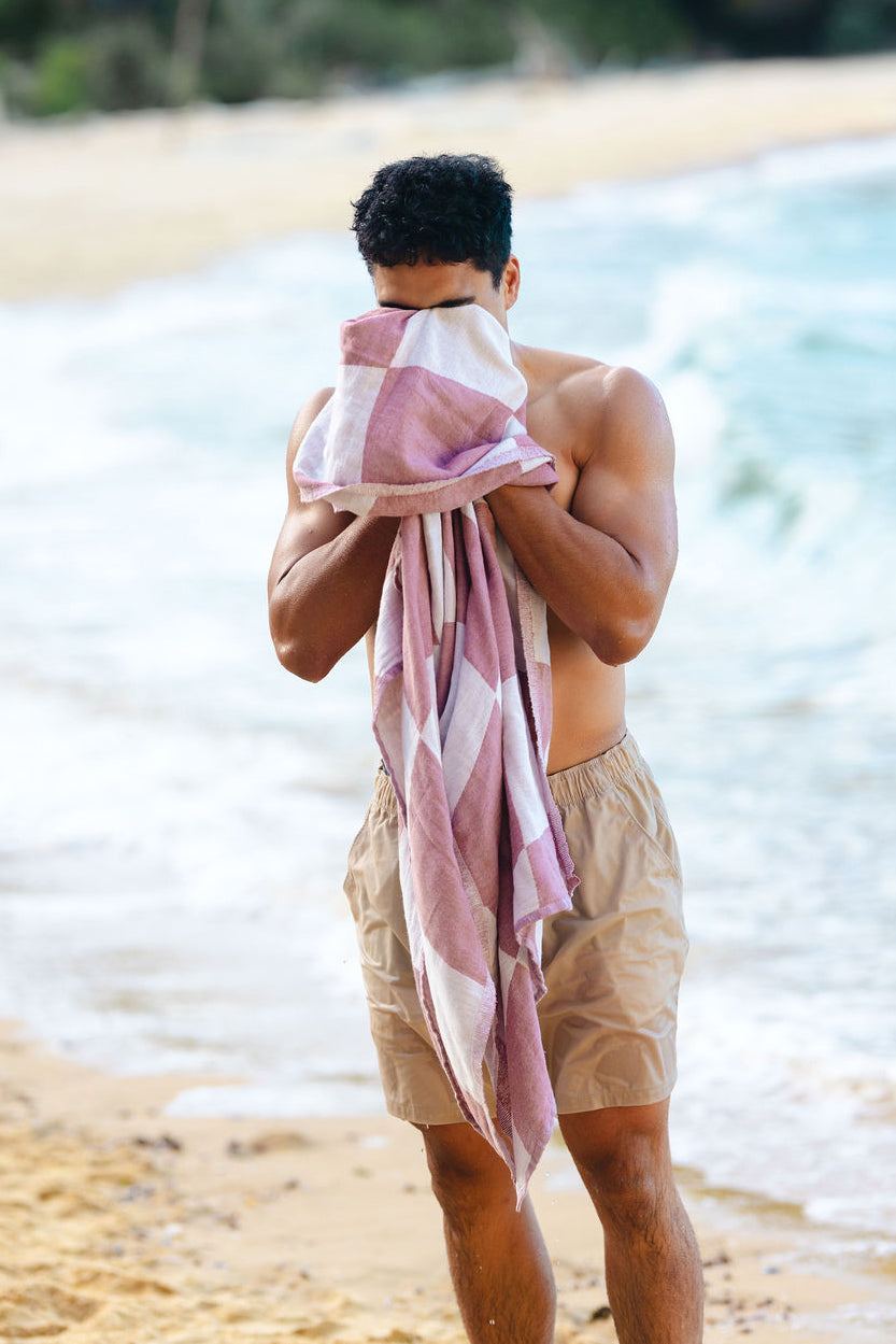 Recycled Cotton Turkish Towel - Brick and Chalk Check